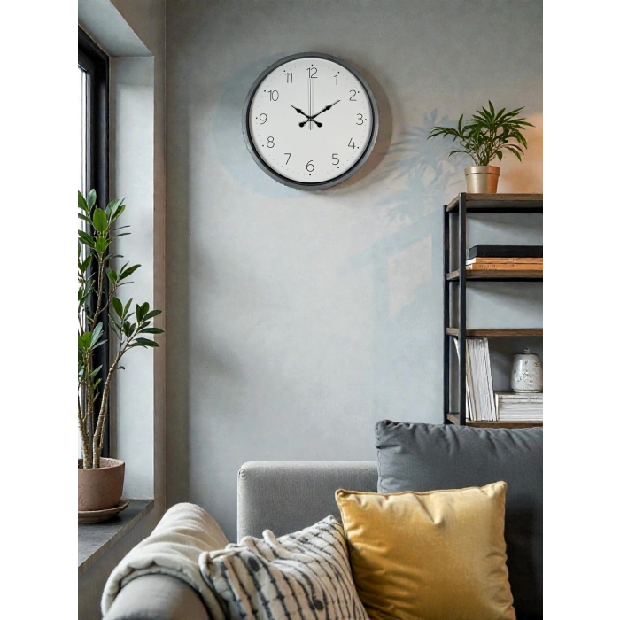 Mey İthalat® 36 Cm Gri Dekoratif Duvar Saati