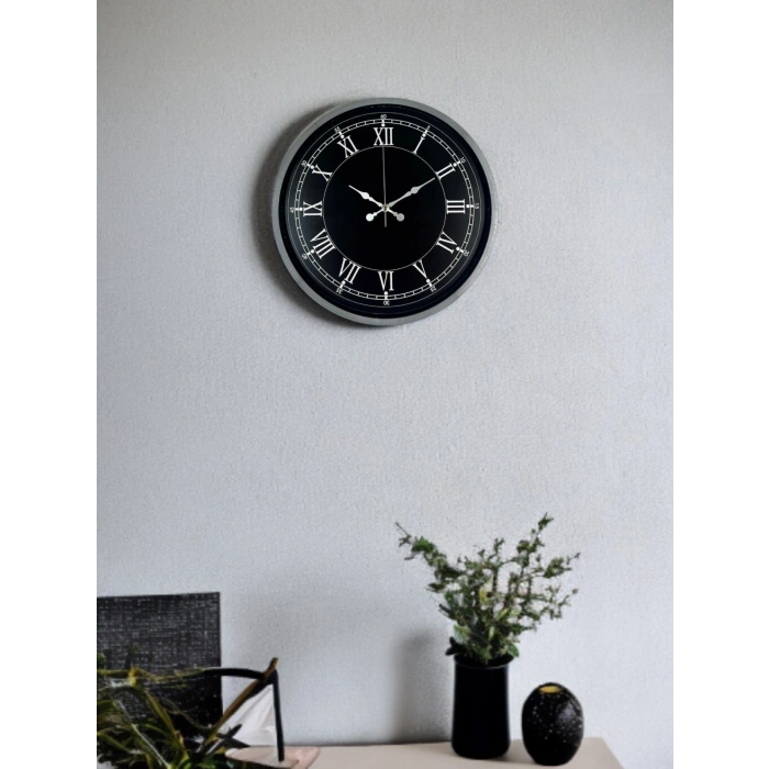 Mey İthalat® 36 Cm Gri Roma Rakamlı Zarif Duvar Saati