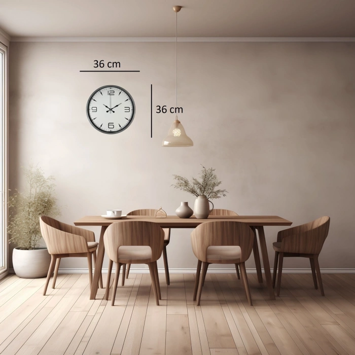 Mey İthalat® 36 Cm Gri Şıklık Duvar Saati