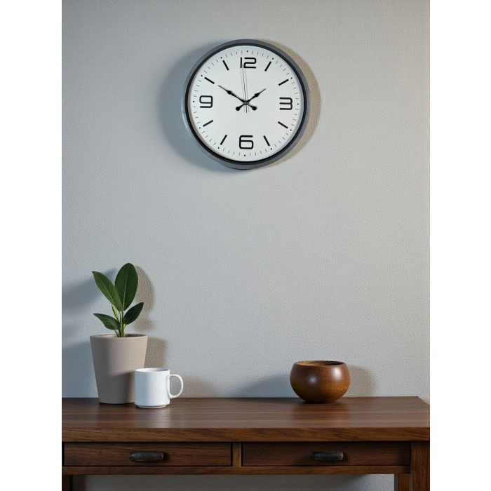 Mey İthalat® 36 Cm Gri Standart Dekoratif Duvar Saati