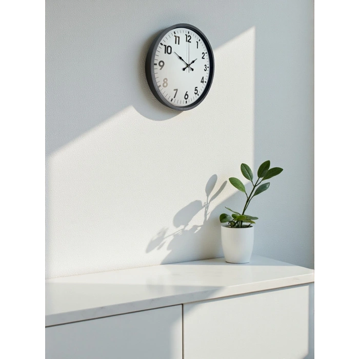 Mey İthalat® 36 Cm Gri Standart Dekoratif Duvar Saati