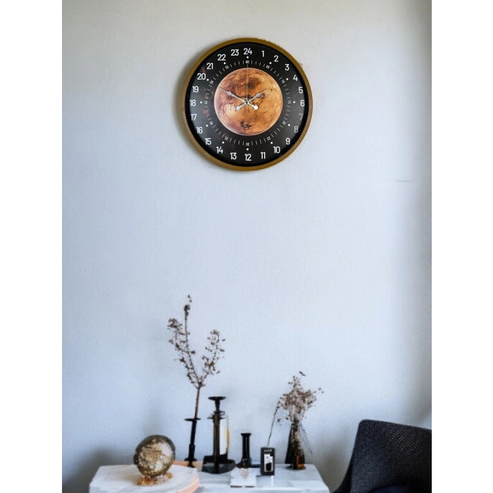 Mey İthalat® 36 Cm Kahverengi 24 Saat Göstergeli Duvar Saati
