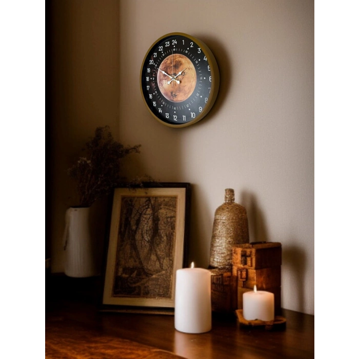 Mey İthalat® 36 Cm Kahverengi 24 Saat Göstergeli Duvar Saati