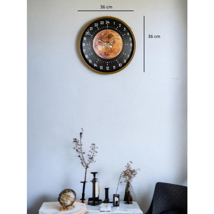 Mey İthalat® 36 Cm Kahverengi 24 Saat Göstergeli Duvar Saati