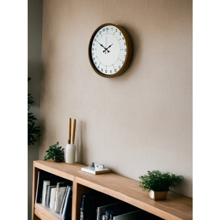 Mey İthalat® 36 Cm Kahverengi 24 Saat Göstergeli Özel Tasarım Duvar Saati