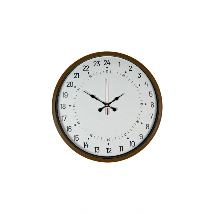 Mey İthalat® 36 Cm Kahverengi 24 Saat Göstergeli Özel Tasarım Duvar Saati