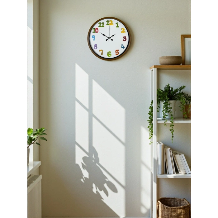 Mey İthalat® 36 Cm Kahverengi Çocuk Odası Duvar Saati