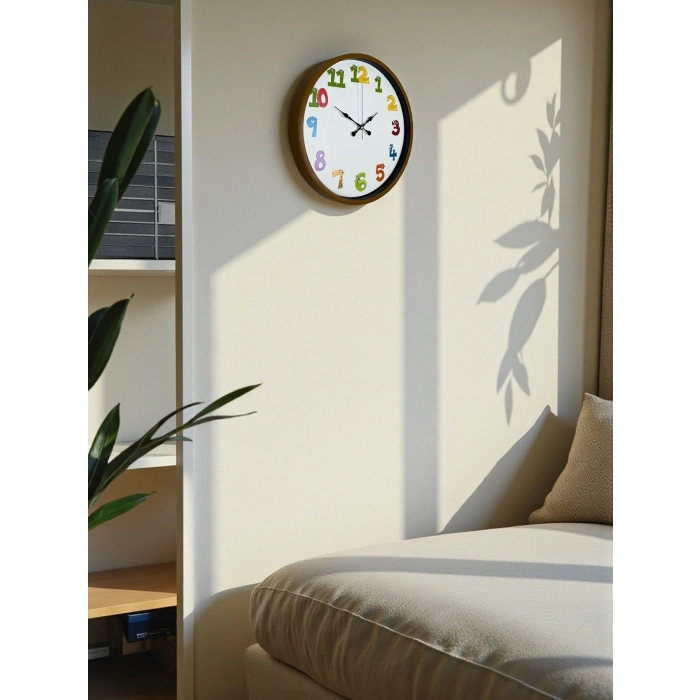 Mey İthalat® 36 Cm Kahverengi Çocuk Odası Duvar Saati