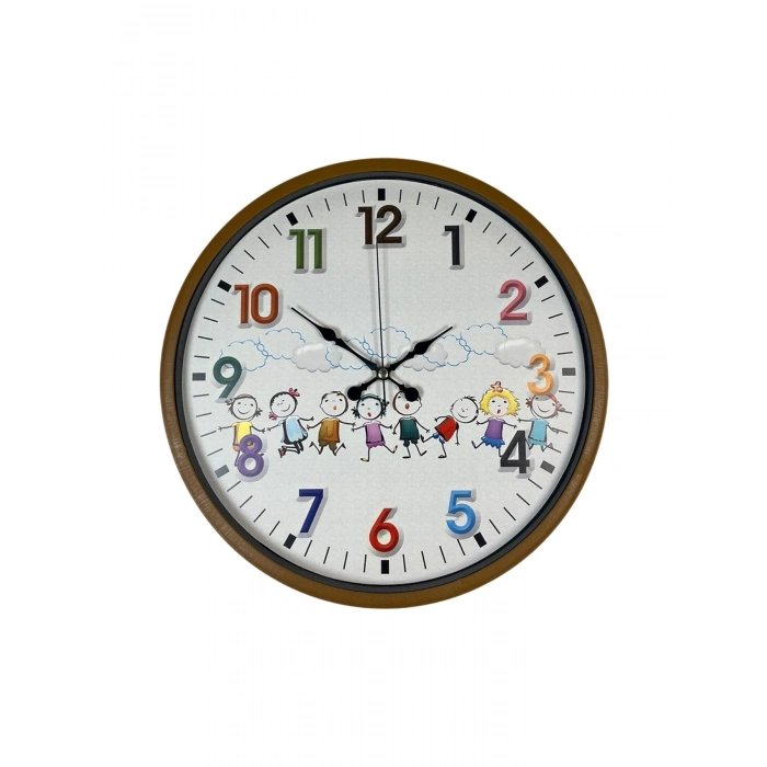 Mey İthalat® 36 Cm Kahverengi Çocuk Odası Duvar Saati