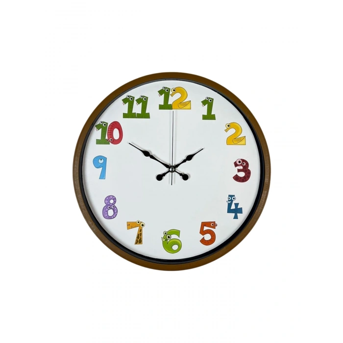 Mey İthalat® 36 Cm Kahverengi Çocuk Odası Duvar Saati