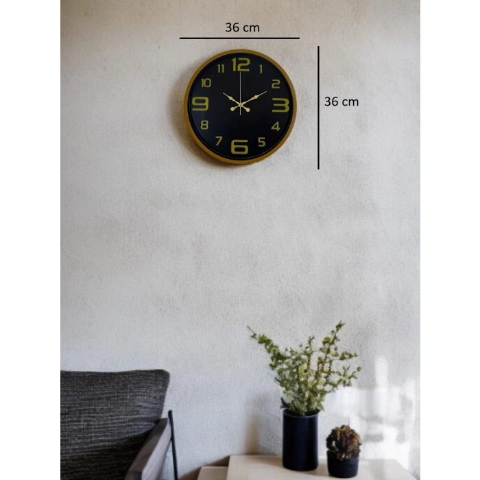 Mey İthalat® 36 Cm Kahverengi Gold Rakamlı Duvar Saati