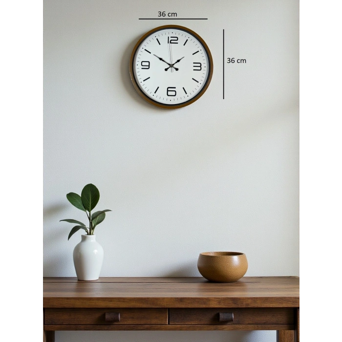 Mey İthalat® 36 Cm Kahverengi Modern Dekoratif Duvar Saati