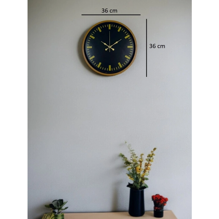 Mey İthalat® 36 Cm Kahverengi Modern Duvar Saati