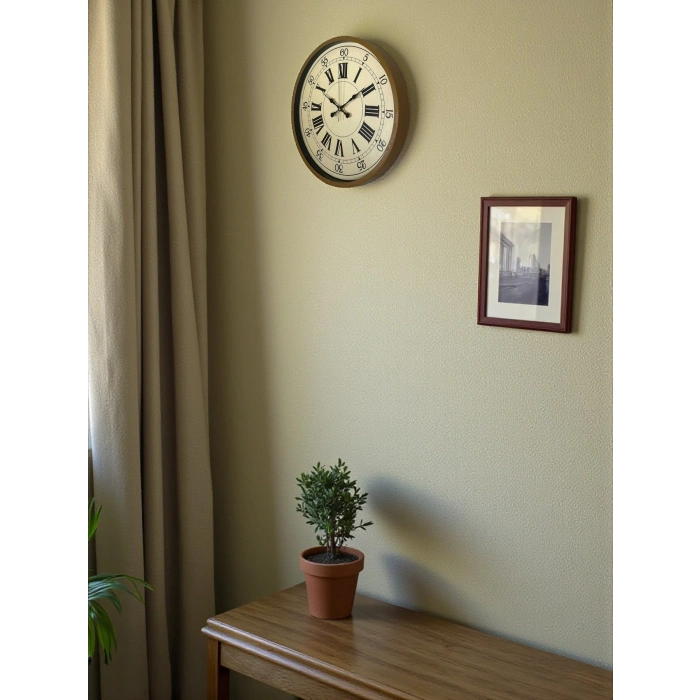 Mey İthalat® 36 Cm Kahverengi Retro Duvar Saati