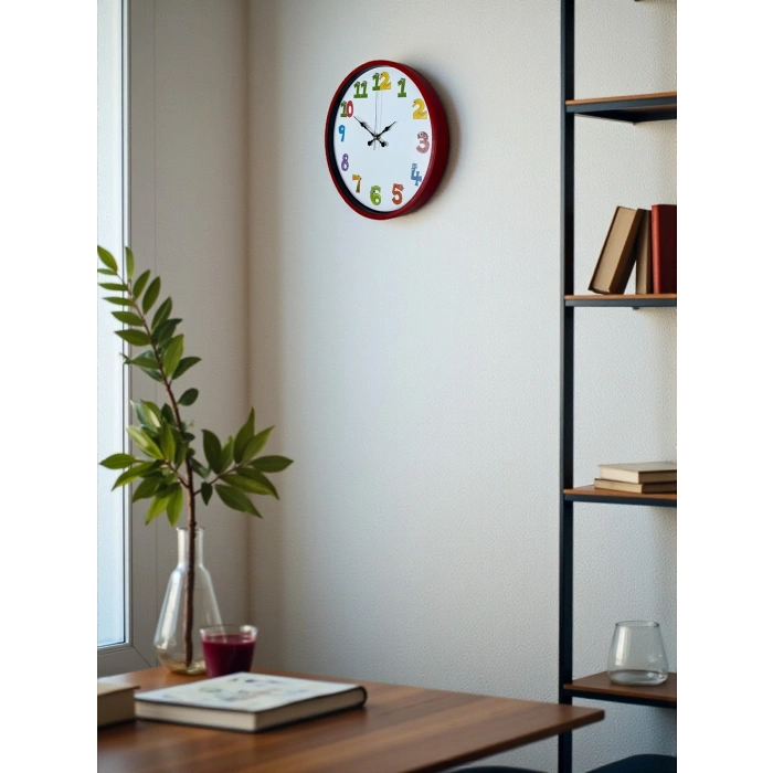 Mey İthalat® 36 Cm Kırmızı Çocuk Odası Duvar Saati