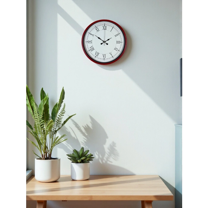 Mey İthalat® 36 Cm Kırmızı Roma Rakamlı Duvar Saati