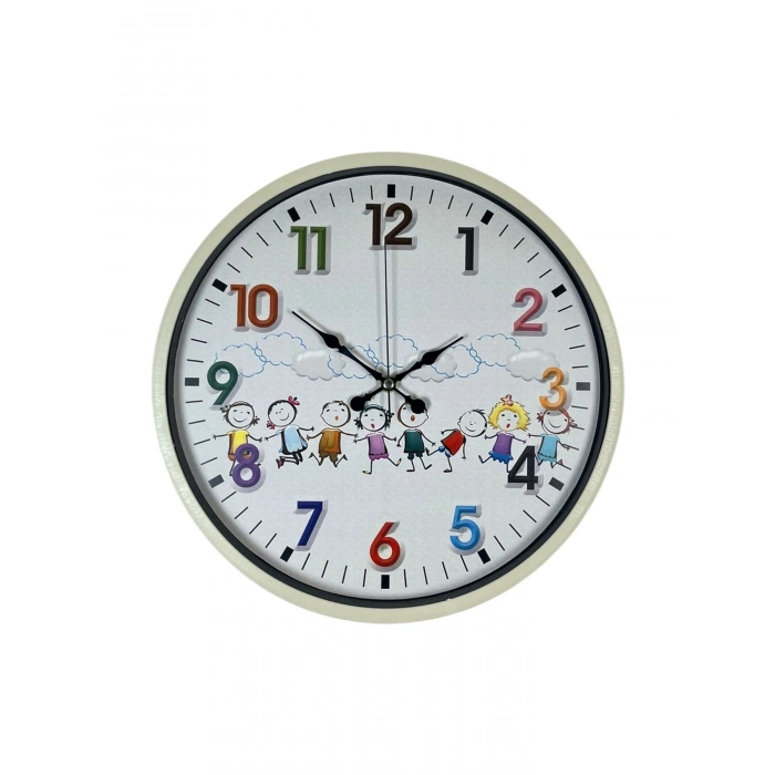 Mey İthalat® 36 Cm Krem Çocuk Odası Duvar Saati