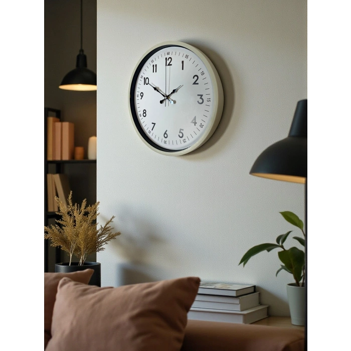 Mey İthalat® 36 Cm Krem Dekoratif Duvar Saati