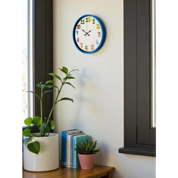 Mey İthalat® 36 Cm Mavi Çocuk Odası Duvar Saati