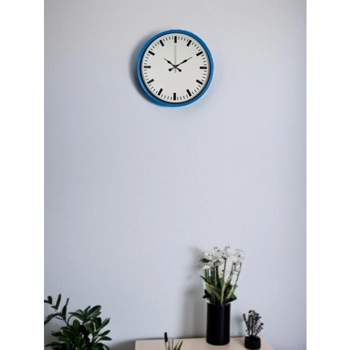 Mey İthalat® 36 Cm Mavi Zarif Duvar Saati
