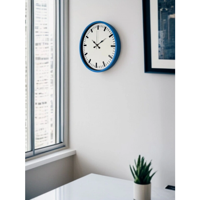 Mey İthalat® 36 Cm Mavi Zarif Duvar Saati
