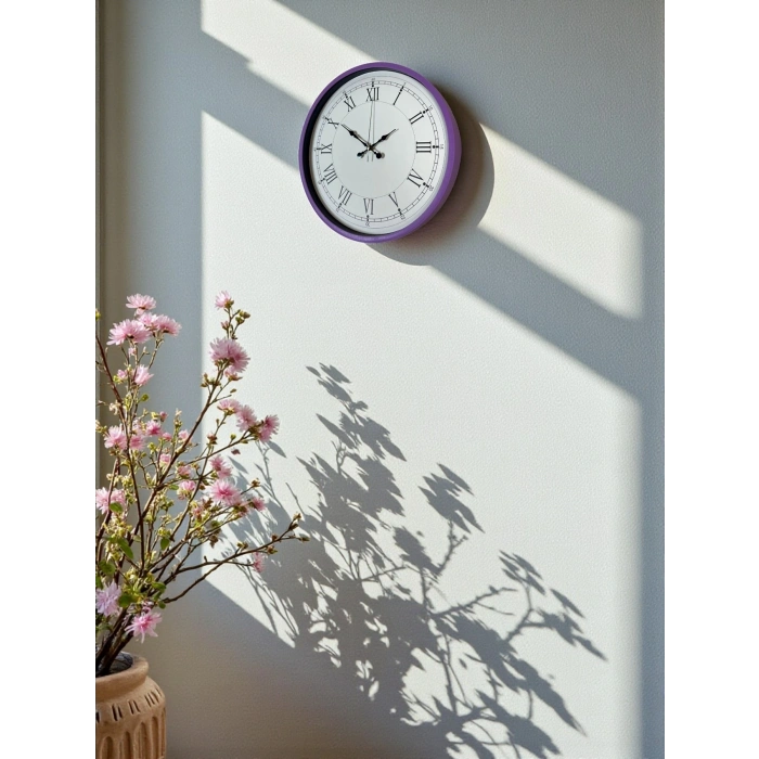 Mey İthalat® 36 Cm Mor Roma Rakamlı Duvar Saati