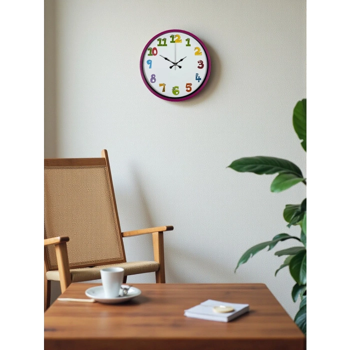 Mey İthalat® 36 Cm Pembe Çocuk Odası Duvar Saati