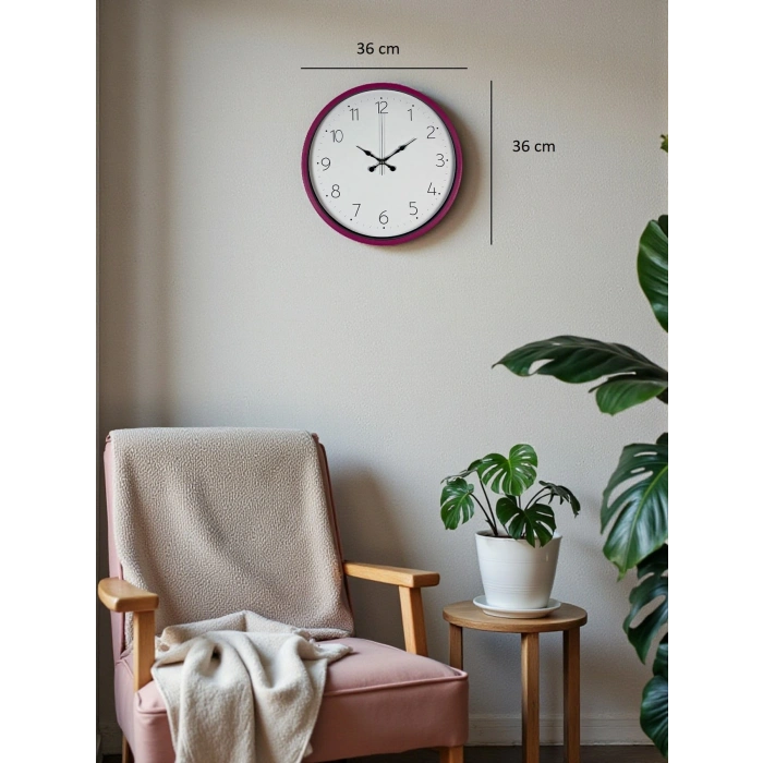 Mey İthalat® 36 Cm Pembe Standart Duvar Saati