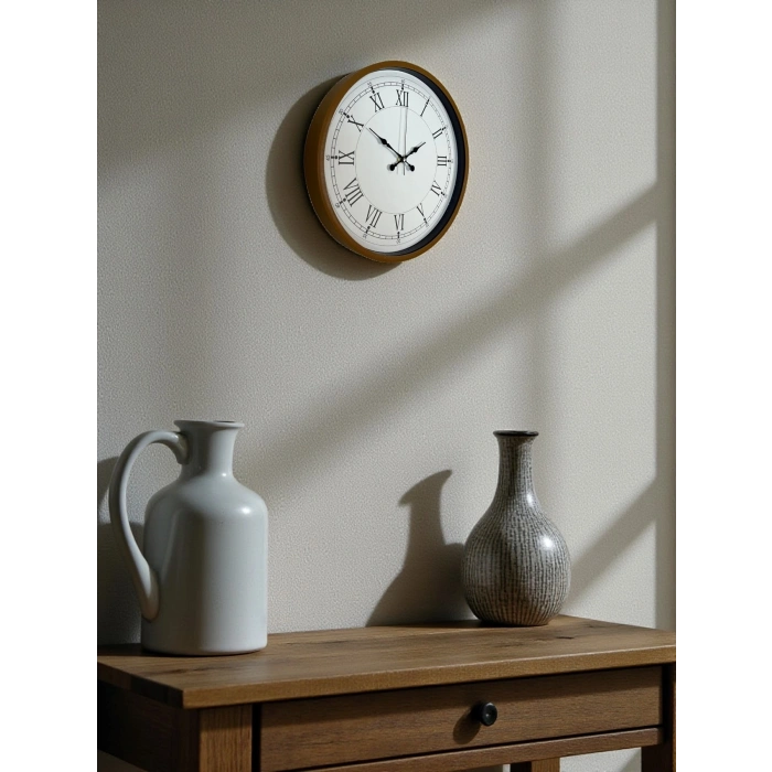 Mey İthalat® 36 Cm Roma Rakamlı Kahverengi Dekoratif Duvar Saati