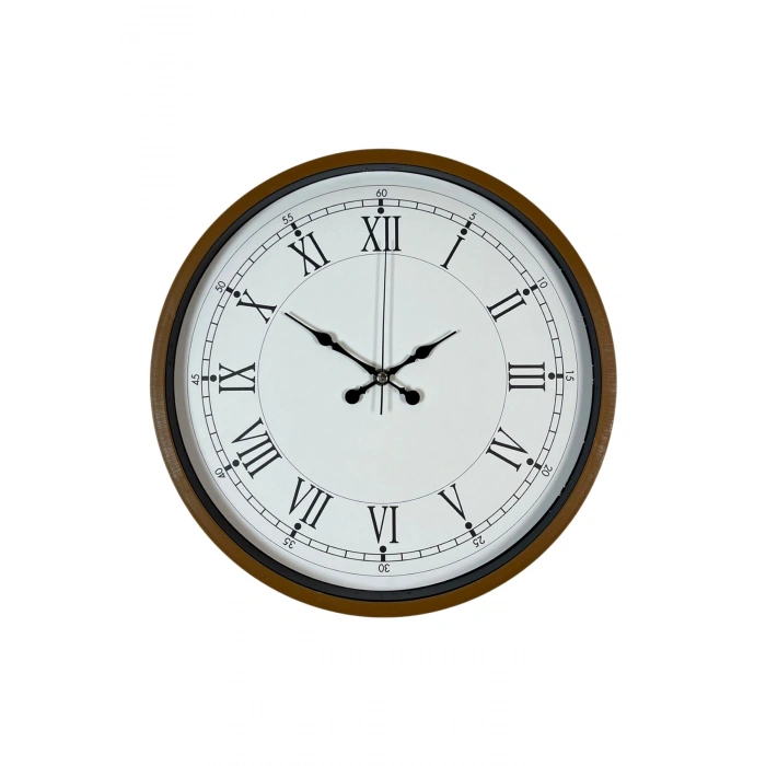 Mey İthalat® 36 Cm Roma Rakamlı Kahverengi Dekoratif Duvar Saati