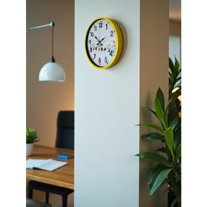 Mey İthalat® 36 Cm Sarı Çocuk Odası Duvar Saati