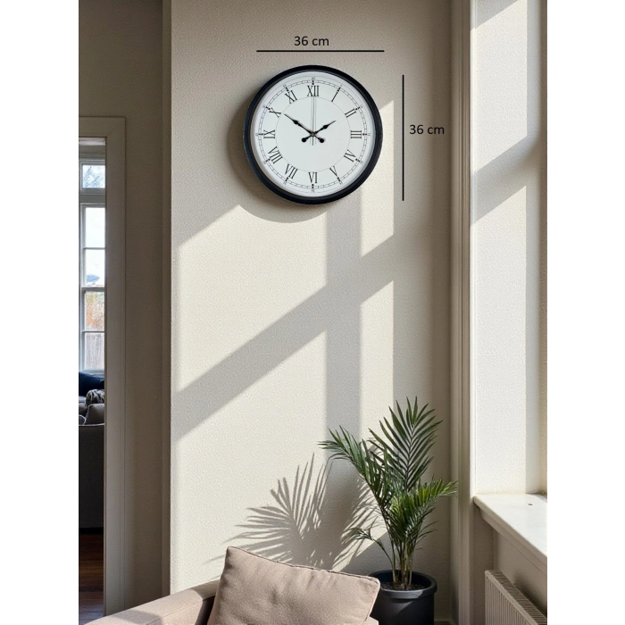Mey İthalat® 36 Cm Siyah Asil Roma Rakamlı Duvar Saati