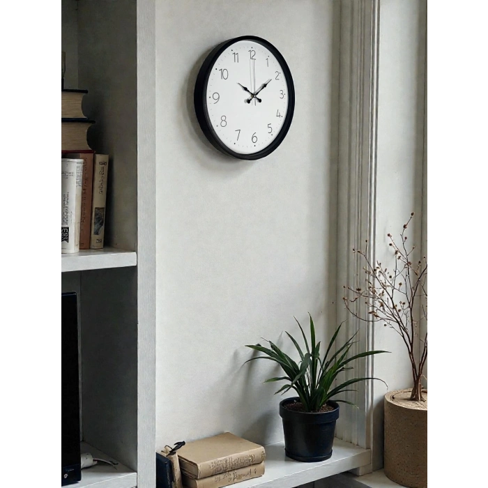 Mey İthalat® 36 Cm Siyah Dekoratif Duvar Saati