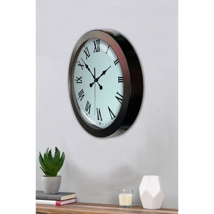 Mey İthalat® 36 cm Siyah Metal Roma Rakamlı Duvar Saati