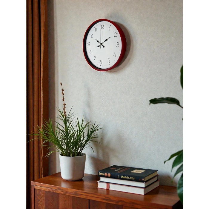 Mey İthalat® 36 Cm Standart Kırmızı Duvar Saati