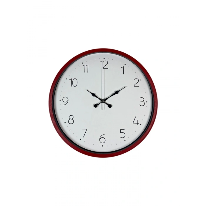 Mey İthalat® 36 Cm Standart Kırmızı Duvar Saati