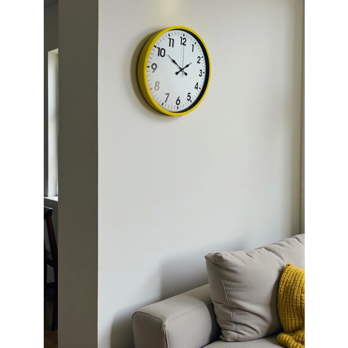 Mey İthalat® 36 Cm Standart Sarı Duvar Saati