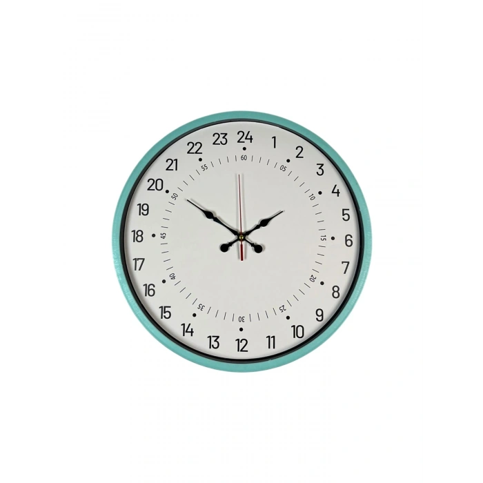 Mey İthalat® 36 Cm Turkuaz 24 Saat Göstergeli Özel Tasarım Duvar Saati