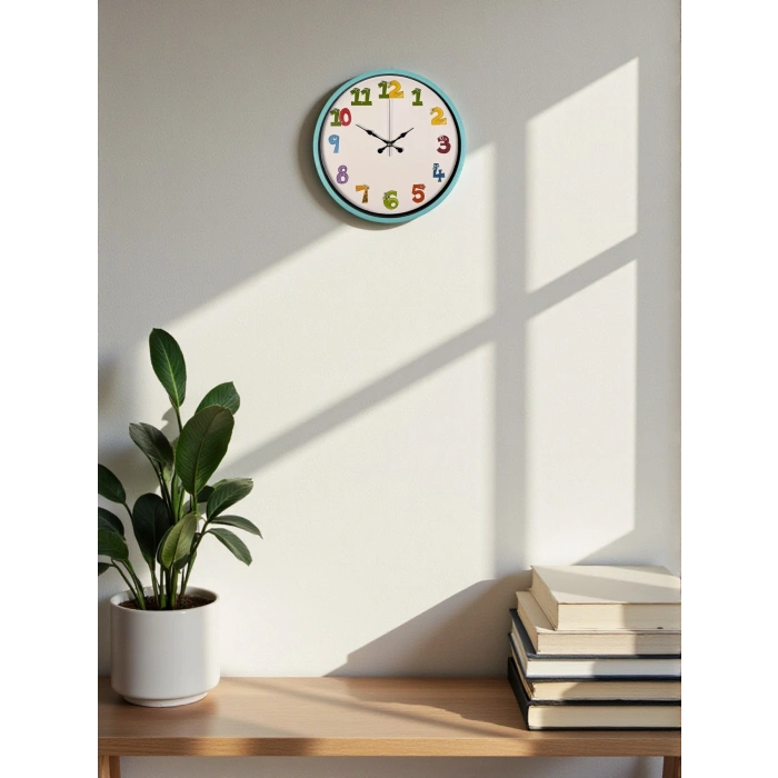 Mey İthalat® 36 Cm Turkuaz Çocuk Odası Duvar Saati