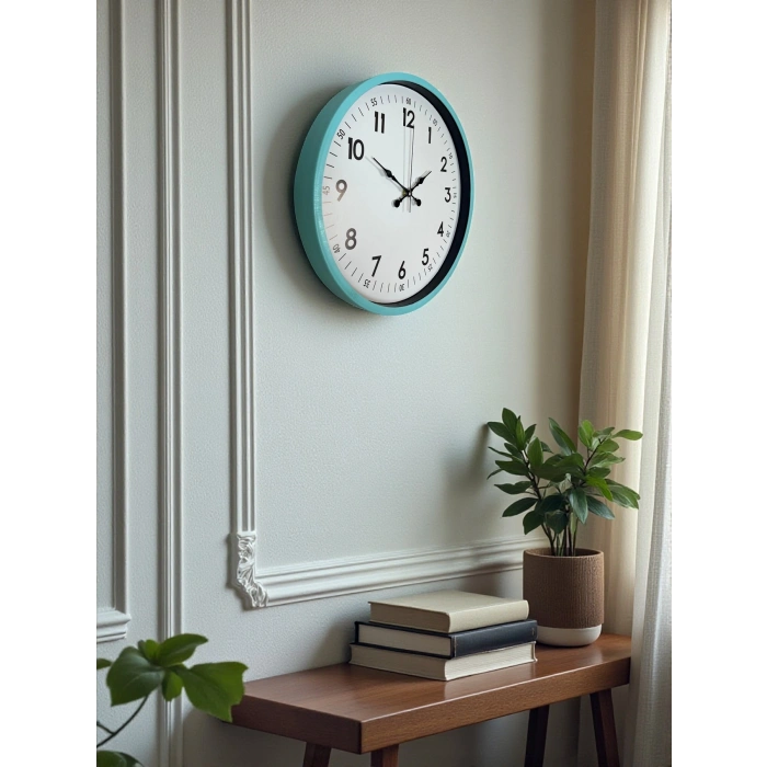 Mey İthalat® 36 Cm Turkuaz Dekoratif Duvar Saati