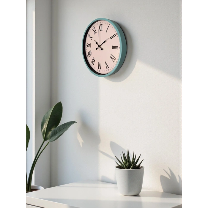 Mey İthalat® 36 Cm Turkuaz Roma Rakamlı Duvar Saati