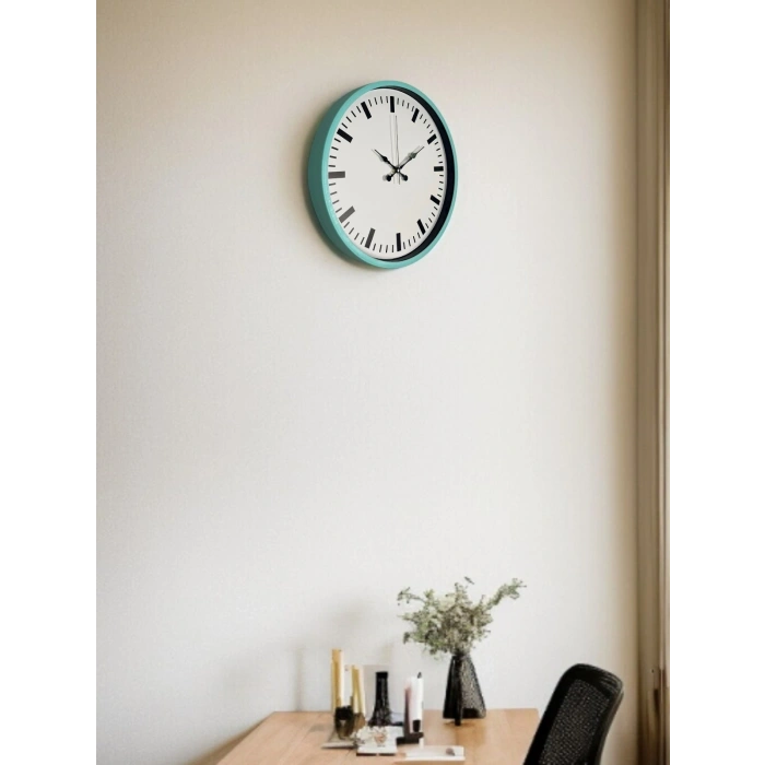 Mey İthalat® 36 Cm Turkuaz Sade Şık Duvar Saati