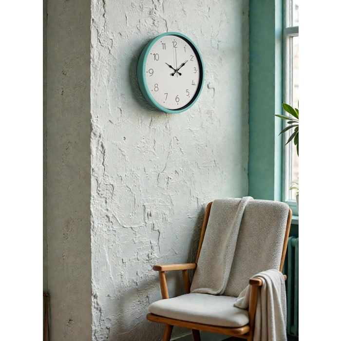 Mey İthalat® 36 Cm Turkuaz Standart Duvar Saati