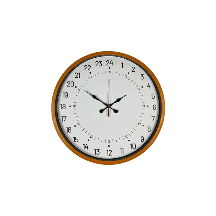 Mey İthalat® 36 Cm Turuncu 24 Saat Göstergeli Özel Tasarım Duvar Saati