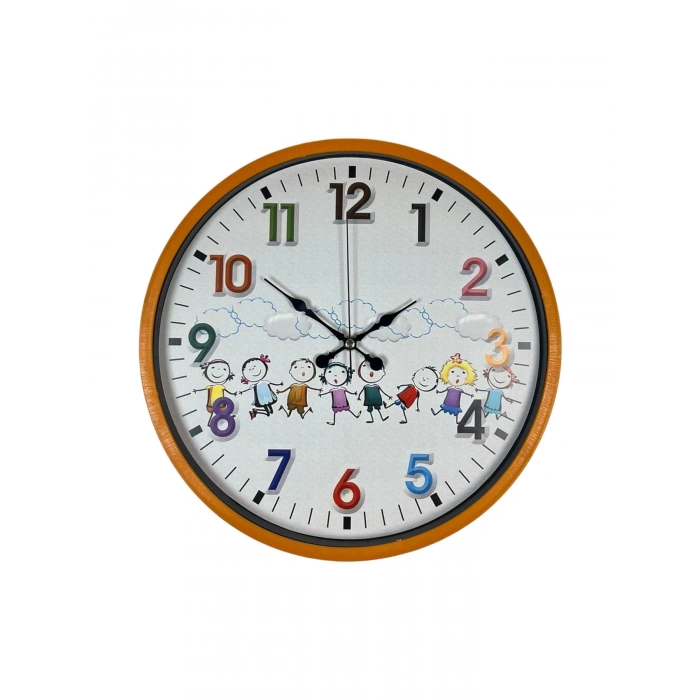 Mey İthalat® 36 Cm Turuncu Çocuk Odası Duvar Saati