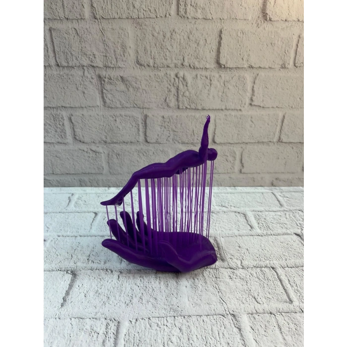 Mey İthalat® 3D El Formlu İnsan Figürü Mor Özgün Sanat Biblosu 12x18 cm