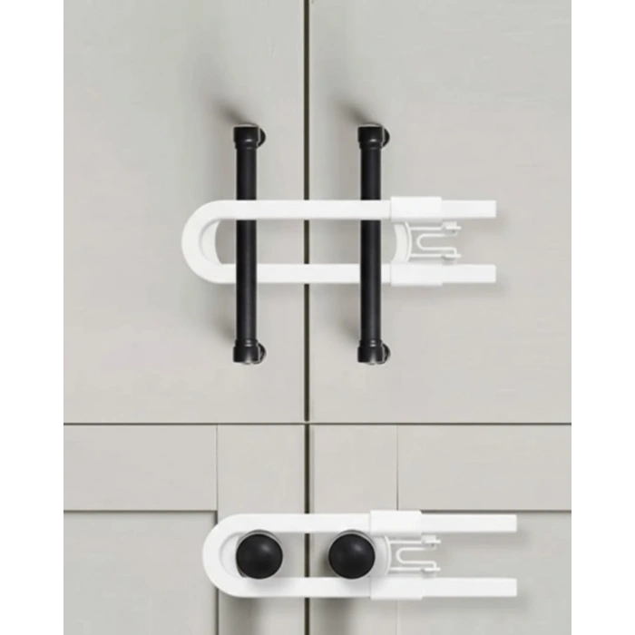 Mey İthalat® 4 Adet Dolap ve Kapak Emniyet Kilidi Evde Güvenli Kullanım İçin