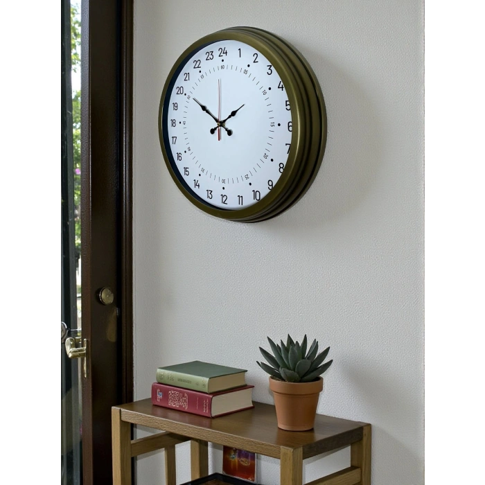 Mey İthalat® 40 Cm Eskitme Metal 24 Saat Göstergeli Özel Tasarım Duvar Saati