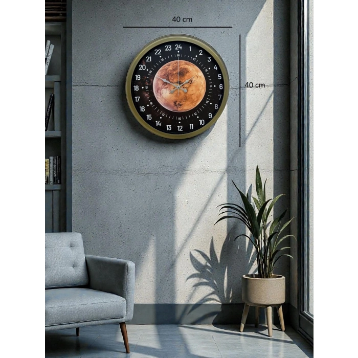 Mey İthalat® 40 Cm Eskitme Metal 24 Saat Göstergeli Özel Tasarım Duvar Saati