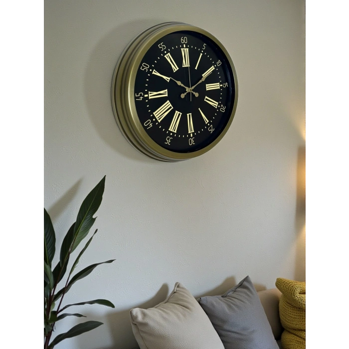 Mey İthalat® 40 Cm Metal Antik Roma Eskitme Duvar Saati